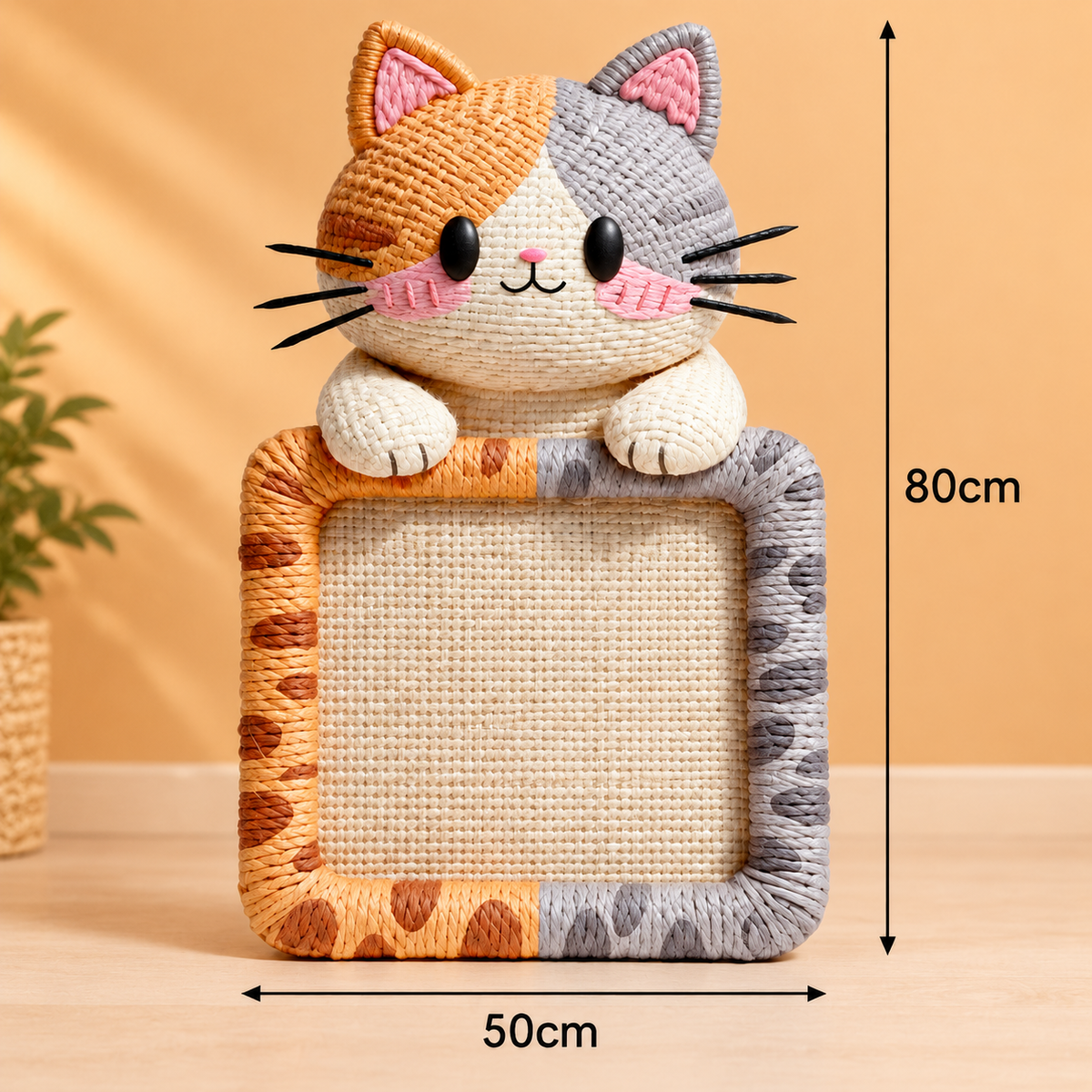 2in1 Woven Self-Adhesive Cat Scratching Mat & Furniture Protector with Interactive Toy