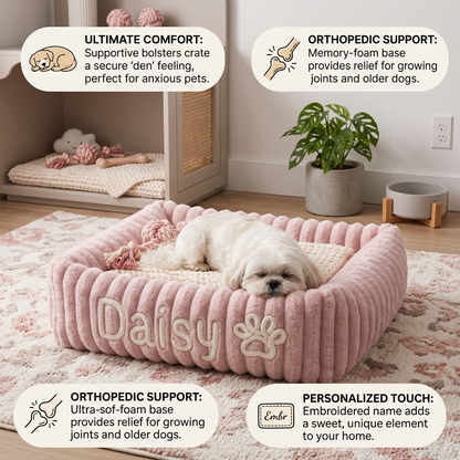 Personalized Fluffy Cloud Dog Bed with Soft Bolsters