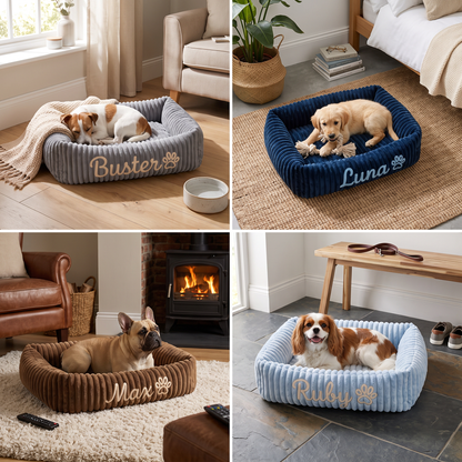 Personalized Fluffy Cloud Dog Bed with Soft Bolsters