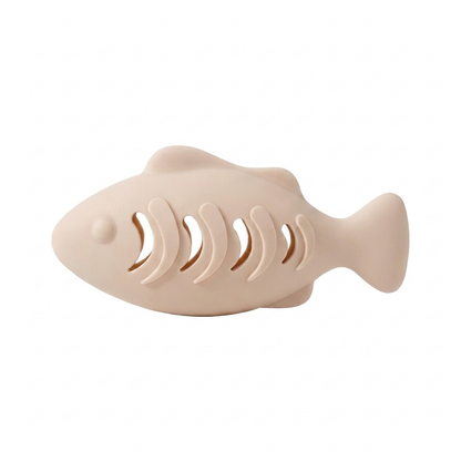 Teeth-cleaning chew & nibble fish – Interactive silicone snack dispenser for cats