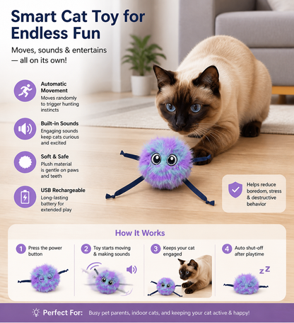 Cute Interactive Rolling Plush Cat toy