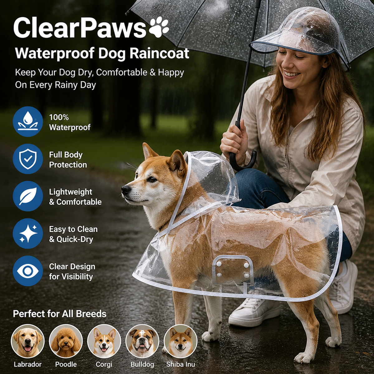 ClearPaws Waterproof Dog Raincoat