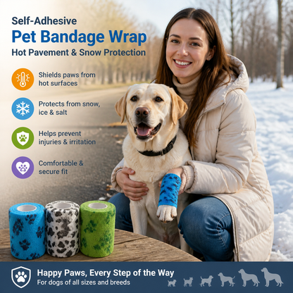 Self-Adhesive Pet Bandage Wrap for Hot Pavement & Snow Protection