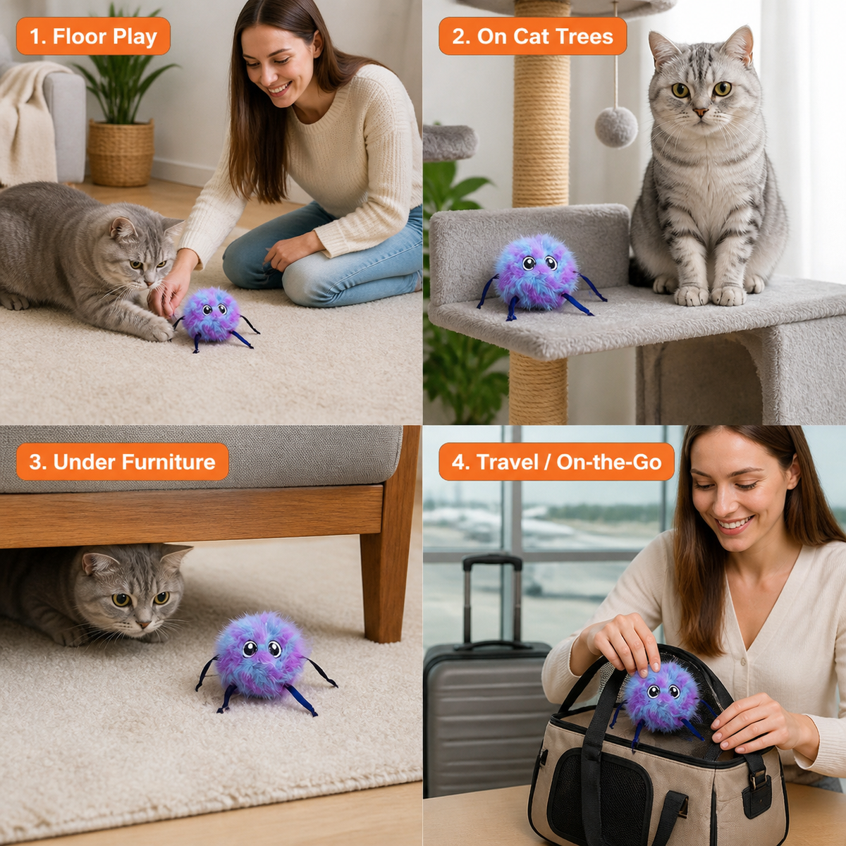 Cute Interactive Rolling Plush Cat toy