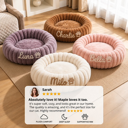 Personalized Round Fluffy CAT Bed