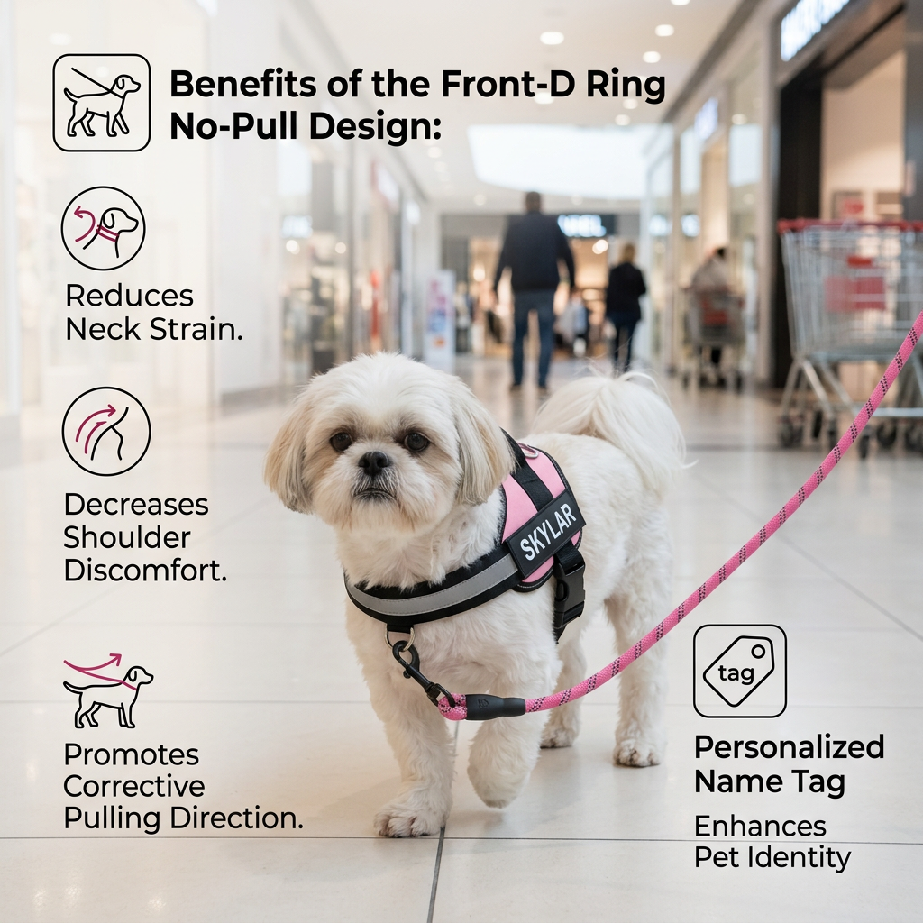 Personalized No-Pull Dog Harness with Front D-Ring – Designed for Neck & Shoulder Relief