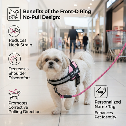 Personalized No-Pull Dog Harness with Front D-Ring – Designed for Neck & Shoulder Relief