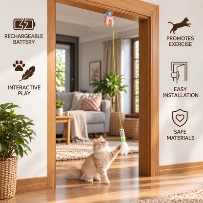 Rechargeable Hanging Door Cat Toy with Interactive Flying Feather