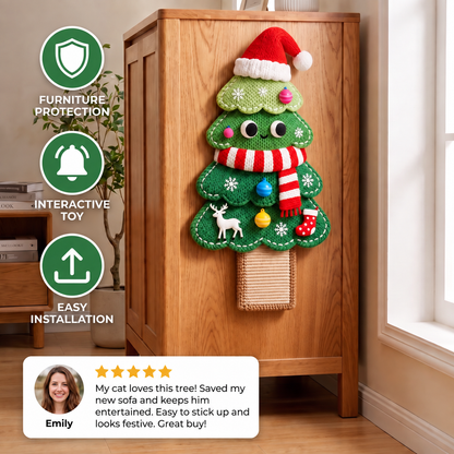 2in1 Woven Self-Adhesive Cat Scratching Mat & Furniture Protector with Interactive Toy