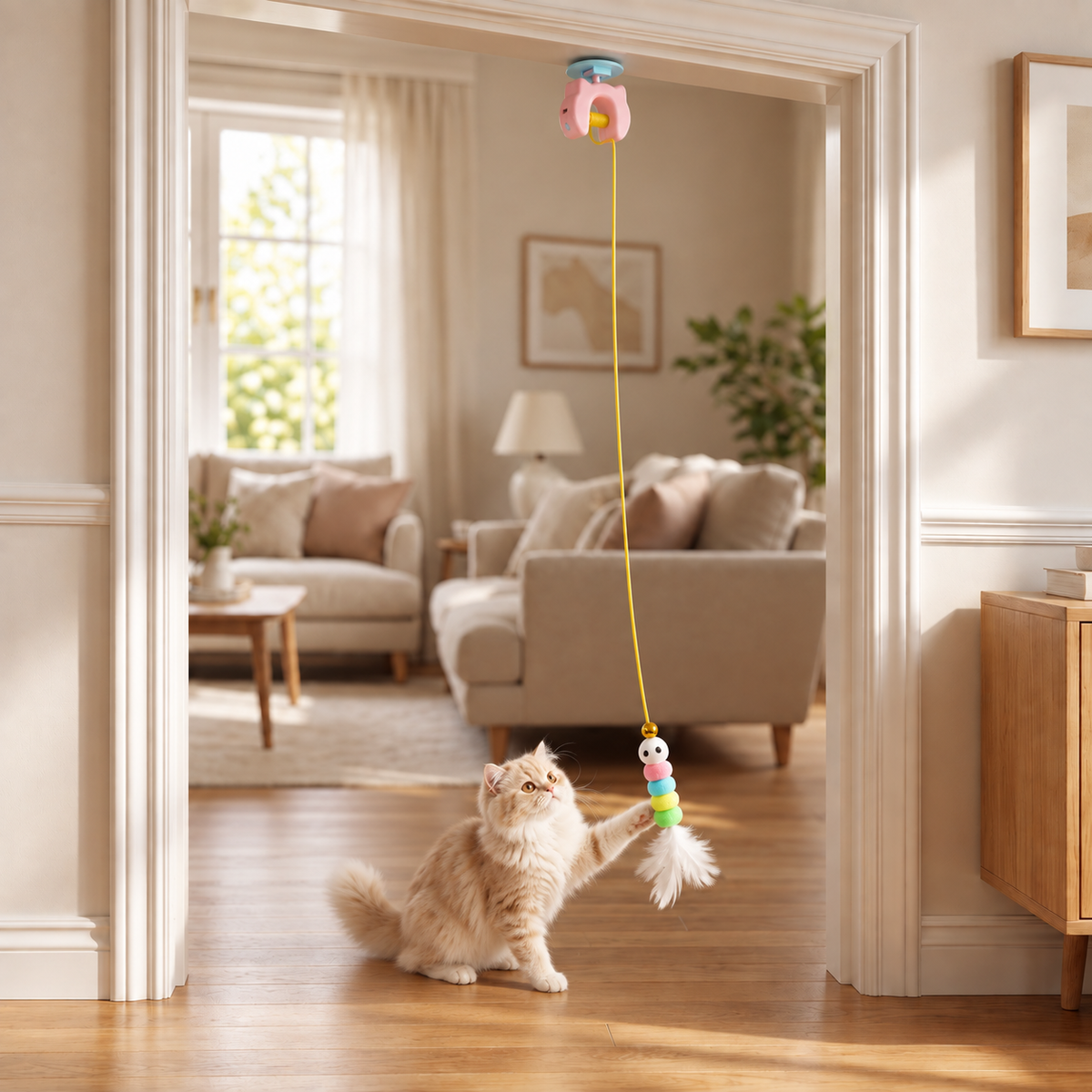 Rechargeable Hanging Door Cat Toy with Interactive Flying Feather