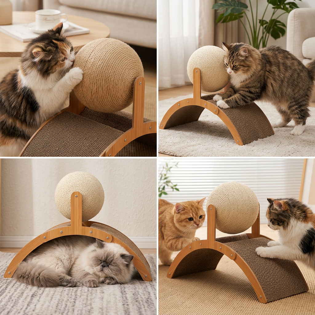 Interactive Ferris Wheel Cat Scratcher with Spinning Jute Ball