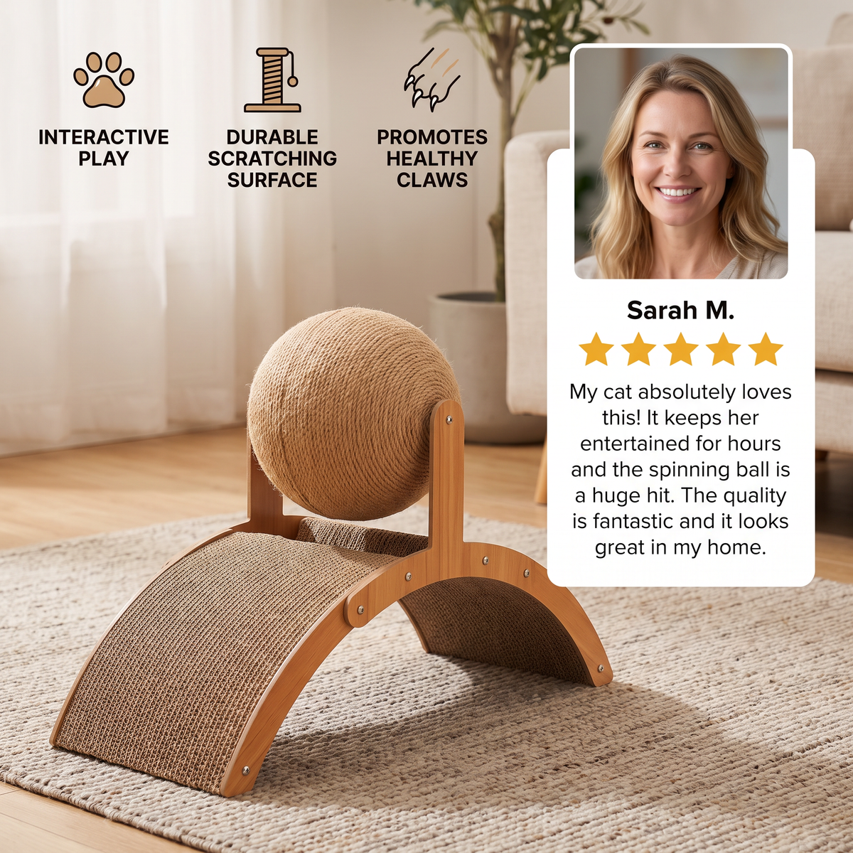 Interactive Ferris Wheel Cat Scratcher with Spinning Jute Ball