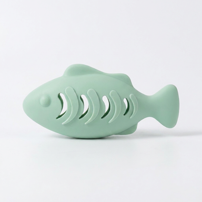 Teeth-cleaning chew & nibble fish – Interactive silicone snack dispenser for cats
