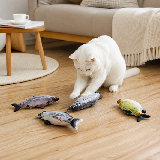 WiggleFins Set of 4 Moving Fish Toys for Cats