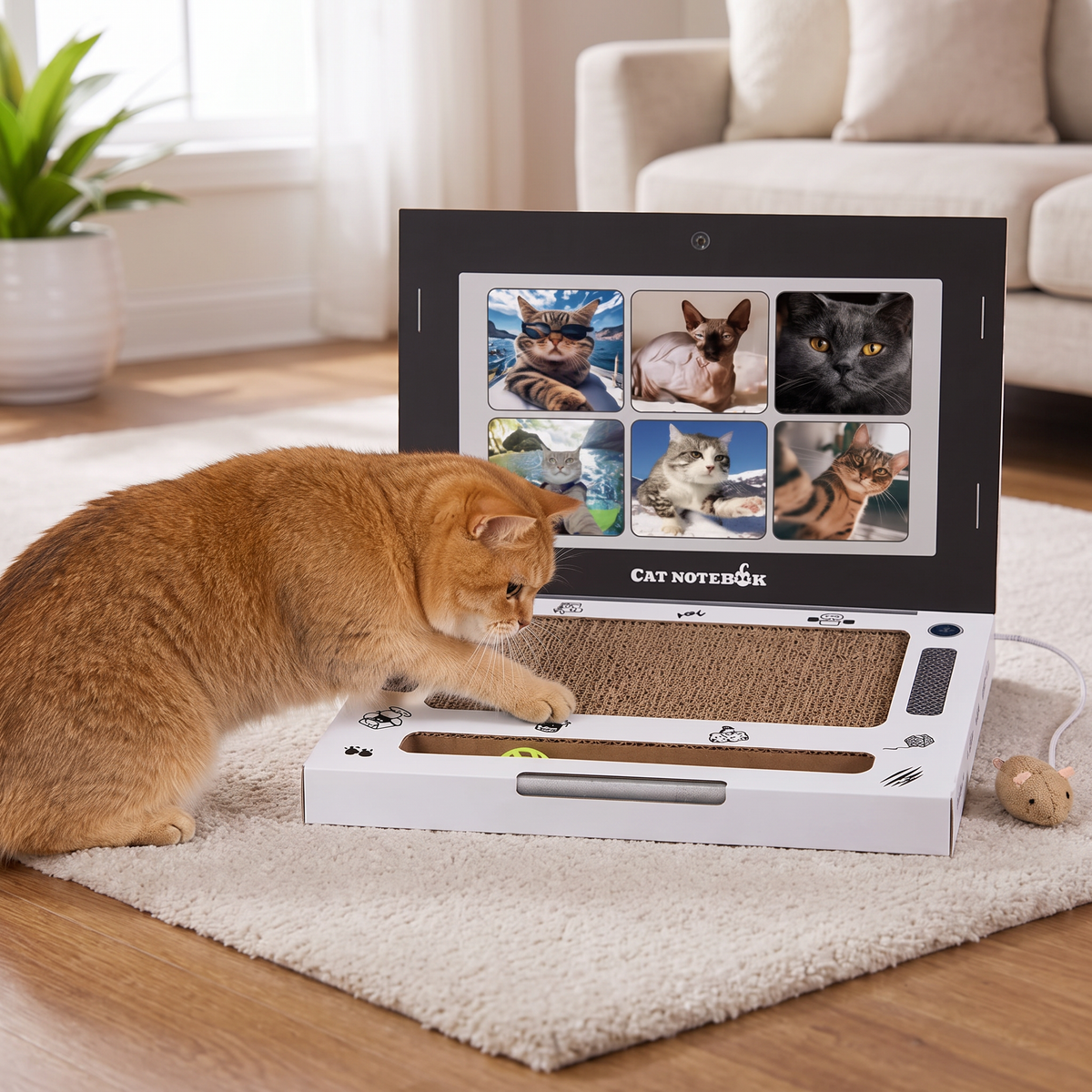 Cardboard Laptop Cat Scratcher & Interactive Toy