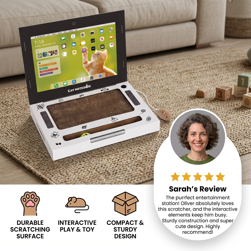Cardboard Laptop Cat Scratcher & Interactive Toy