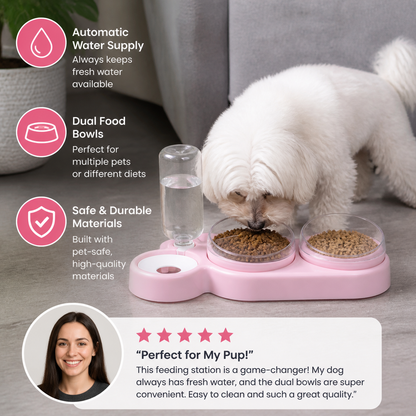 PetCare Dual Feeding Bowl with Auto Water Dispenser