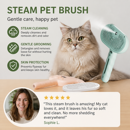 Premium pet brush with steam function