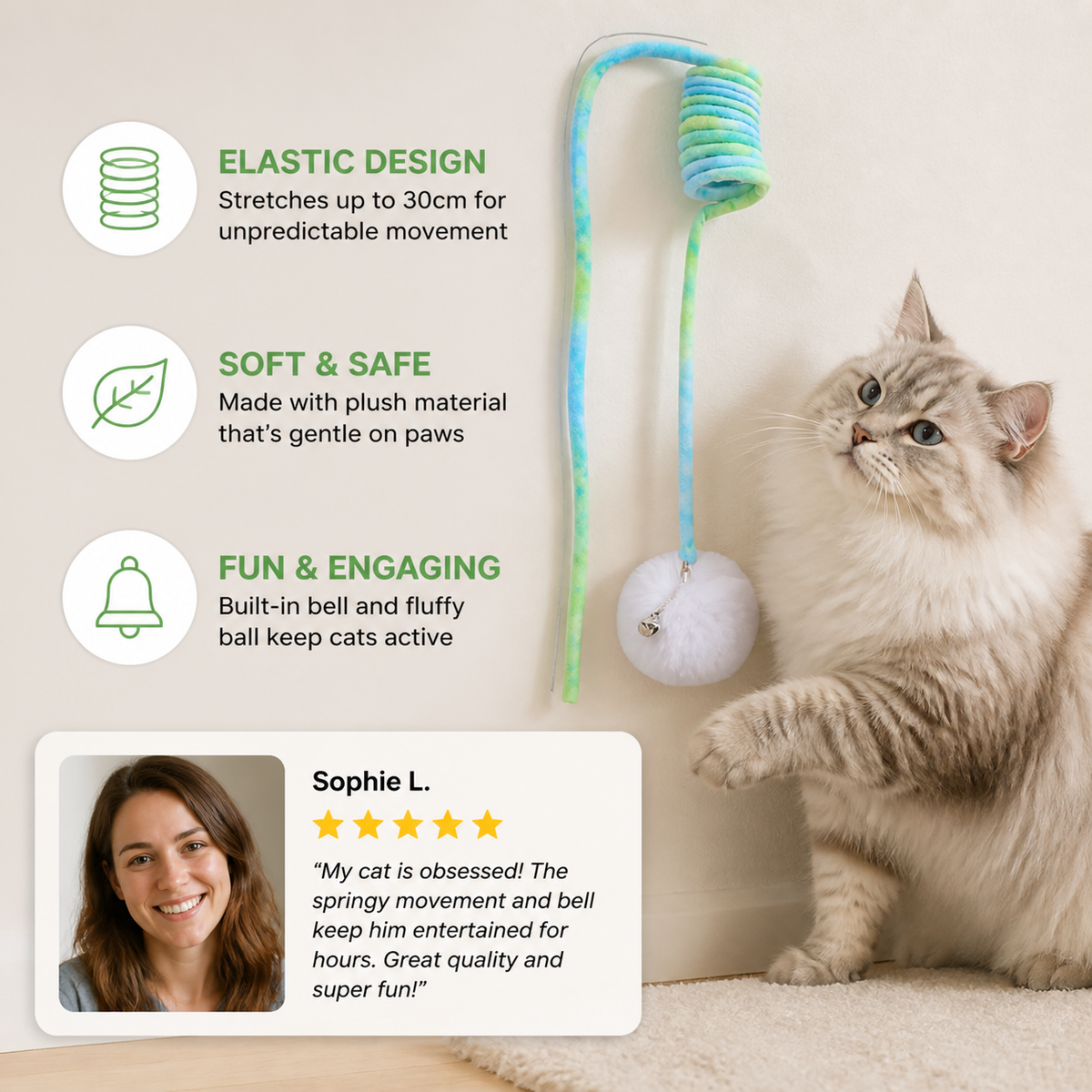 Interactive cat elastic toy