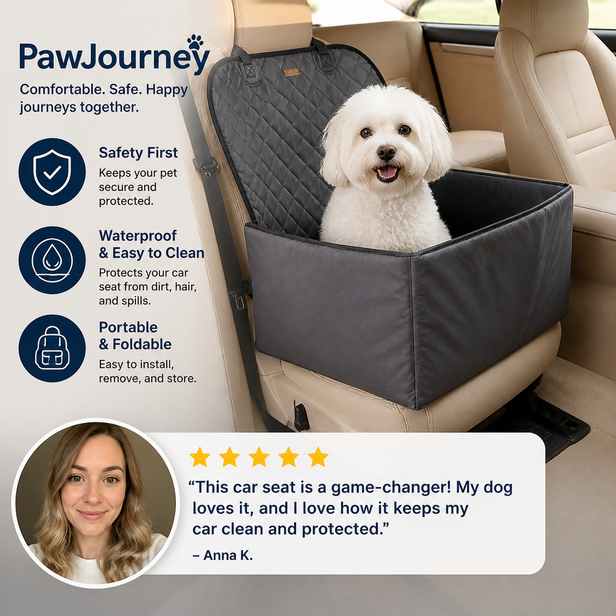 PawJourney Pet Car Seat Cover