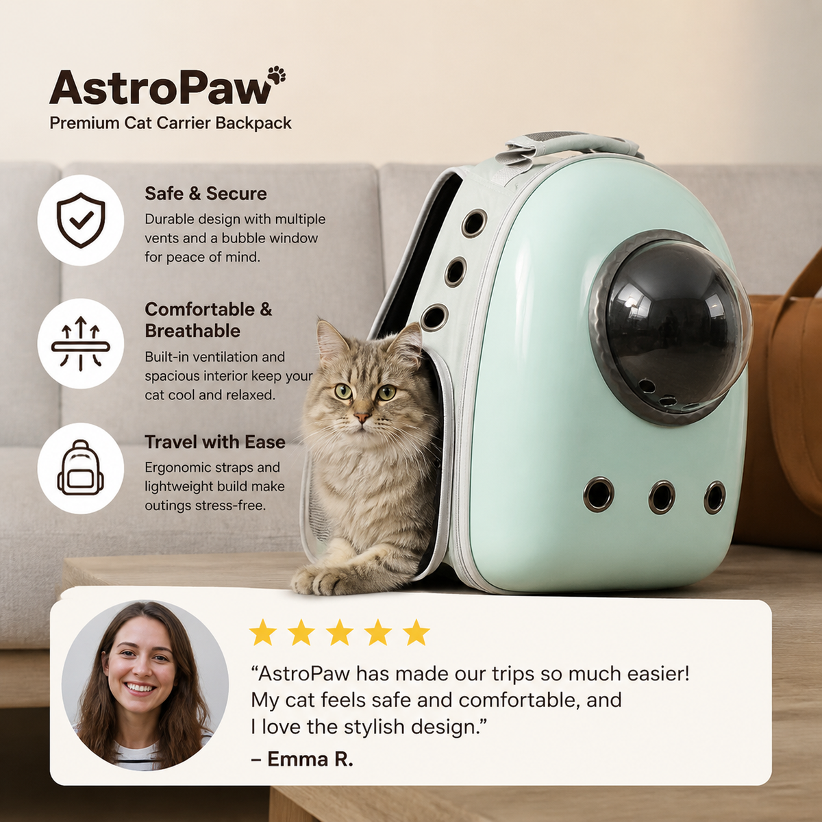 Premium cat carrier backpack
