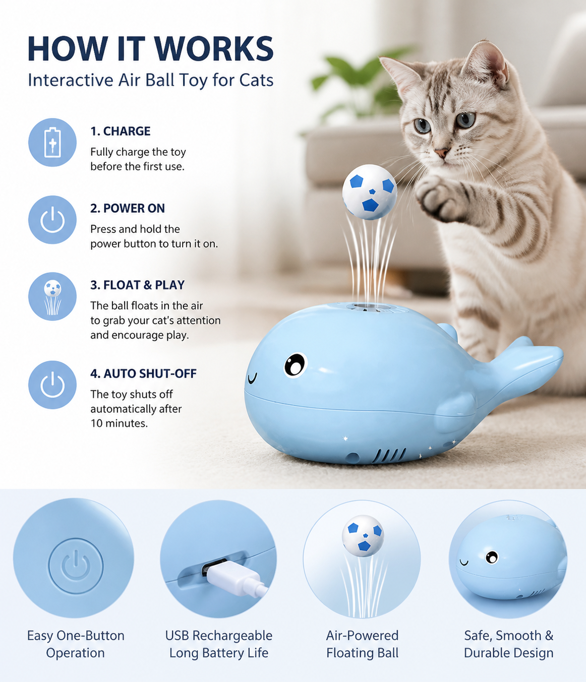 Interactive air ball toy for cats